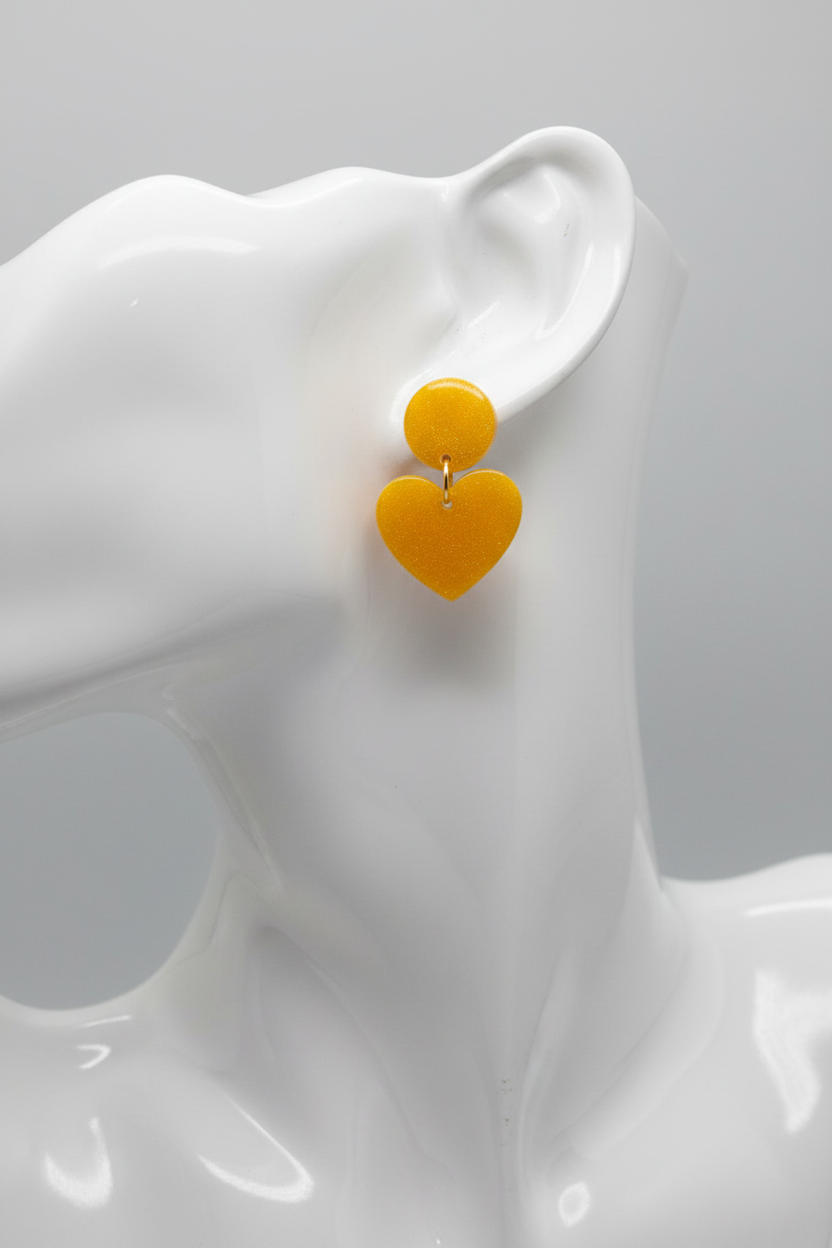 Handmade Heart Resin Stud Earrings - Colorful Cute Minimalist Jewelry