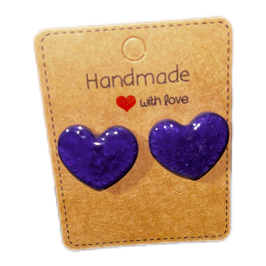 Handmade Heart Resin Stud Earrings - Colorful Cute Minimalist Jewelry