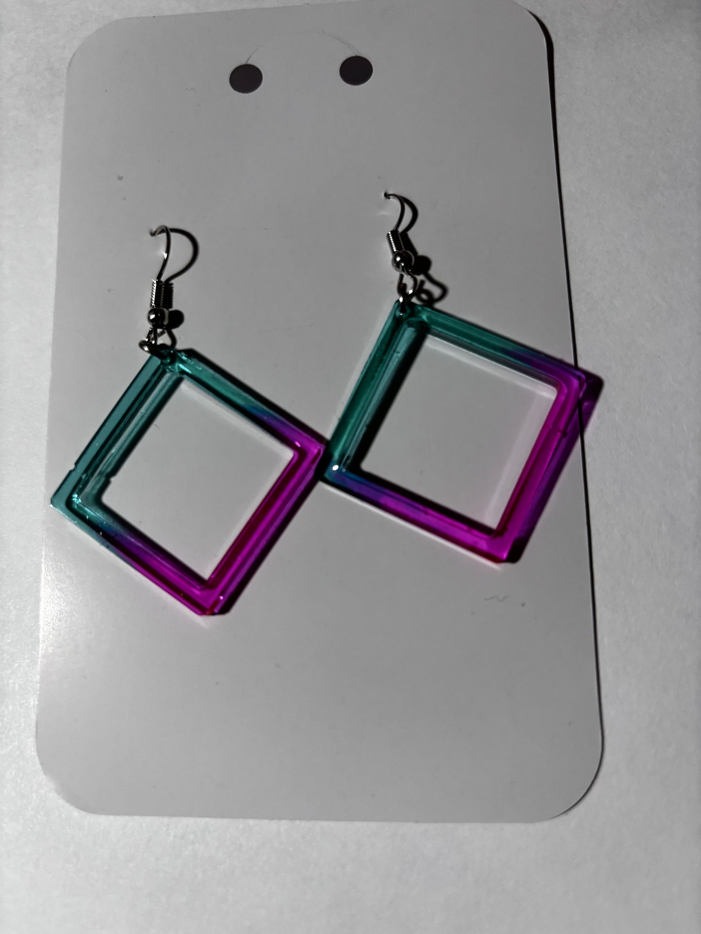 Handmade Geometric Resin Dangle Earrings - Colorful Statement Jewelry