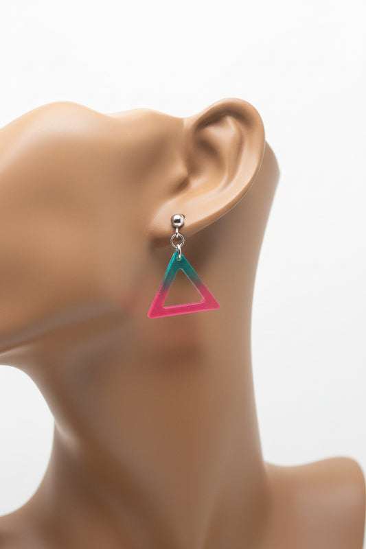 Handmade Geometric Resin Dangle Earrings - Colorful Statement Jewelry