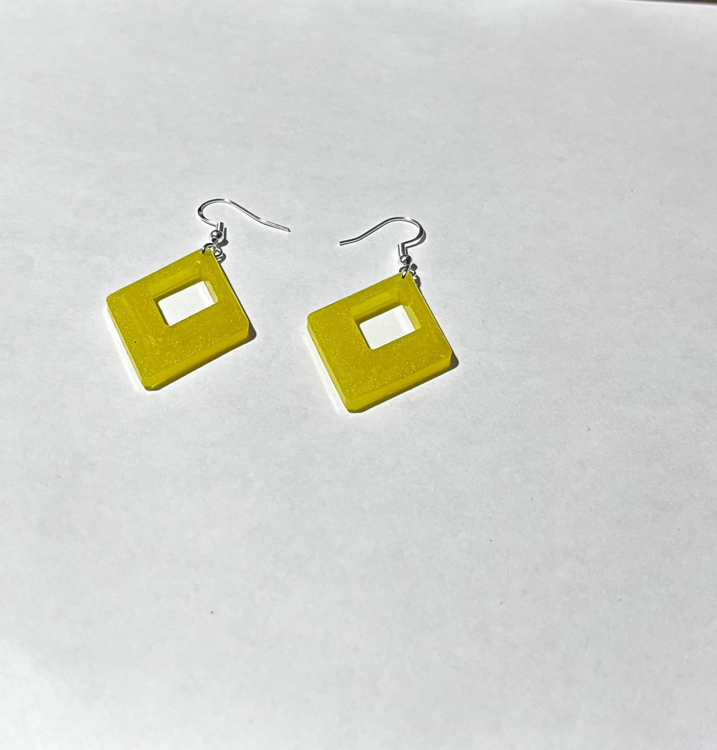 Handmade Blue Ombre Resin Diamond Dangle Earrings | Lightweight Geometric Earrings