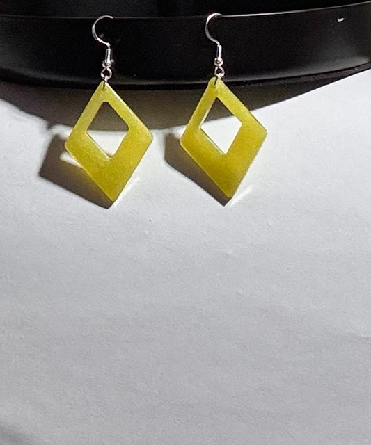 Handmade Blue Ombre Resin Diamond Dangle Earrings | Lightweight Geometric Earrings