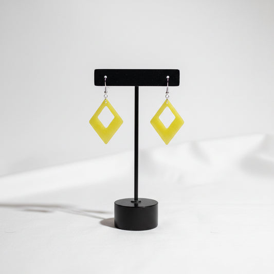Handmade Blue Ombre Resin Diamond Dangle Earrings | Lightweight Geometric Earrings