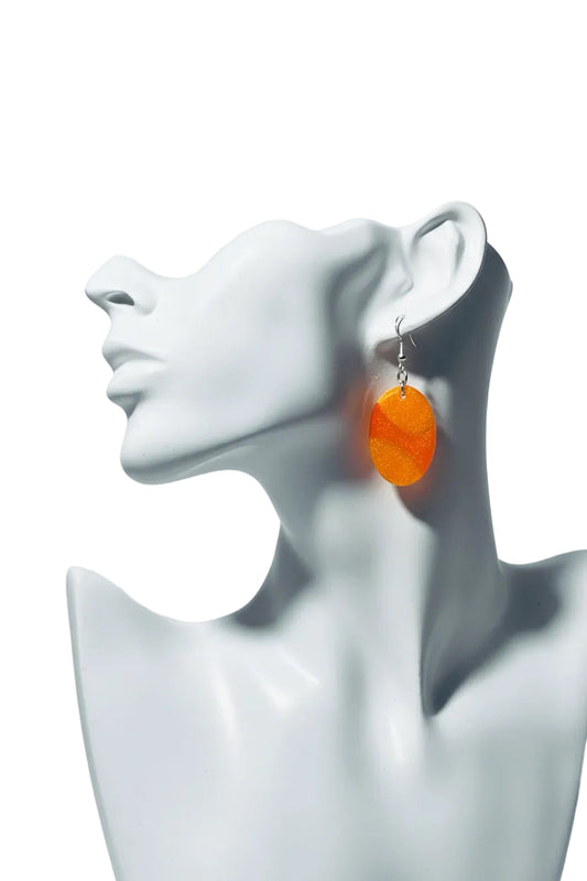 Orange Dangle Earrings - Handmade Lightweight Resin Earrings for Women | Statement Jewelry