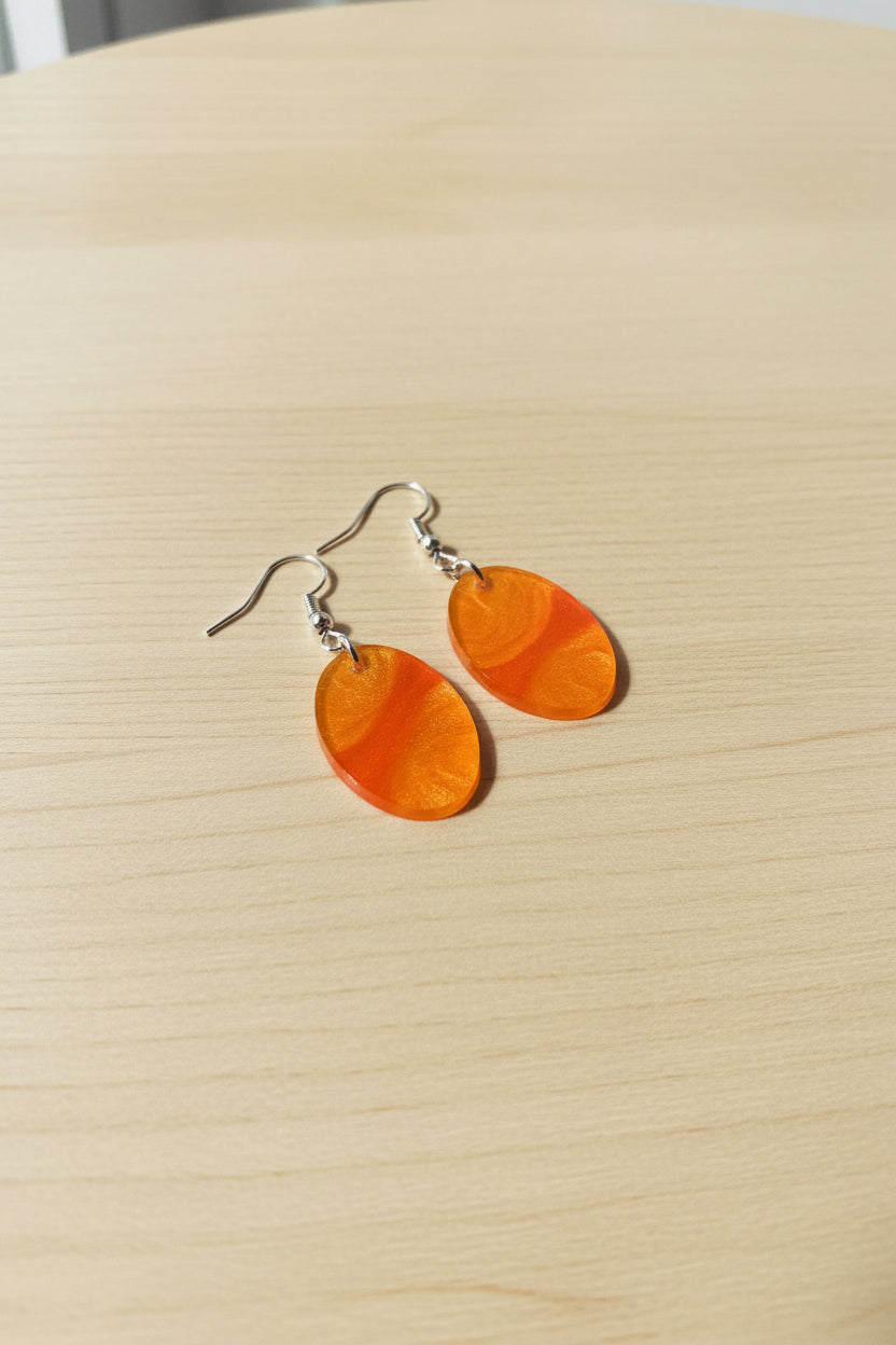 Orange Dangle Earrings - Handmade Lightweight Resin Earrings for Women | Statement Jewelry