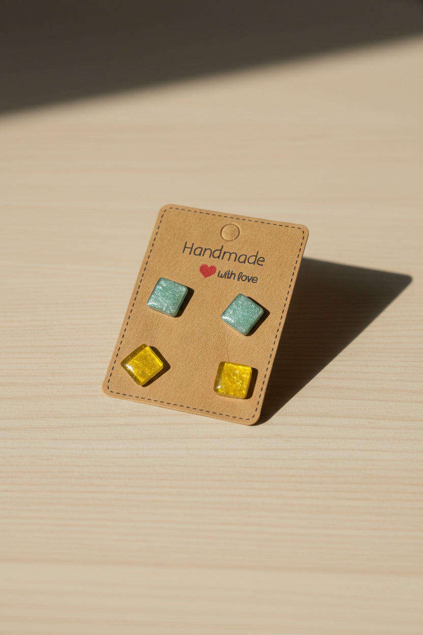 Hypoallergenic Resin Small Stud Earrings - Lightweight Dainty Earrings for Sensitive Ears