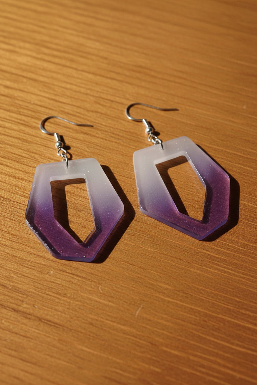 Geometric Resin Dangle for Women - Lightweight Statement Earrings in Multiple Colors