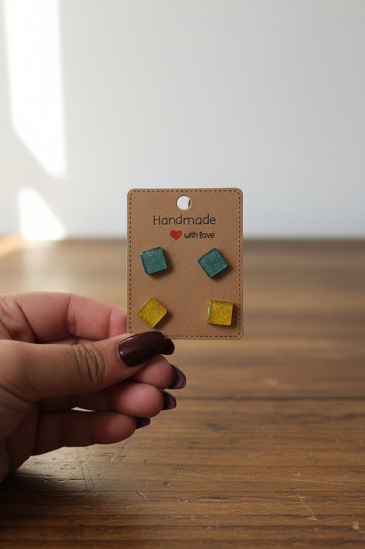 Hypoallergenic Resin Small Stud Earrings - Lightweight Dainty Earrings for Sensitive Ears