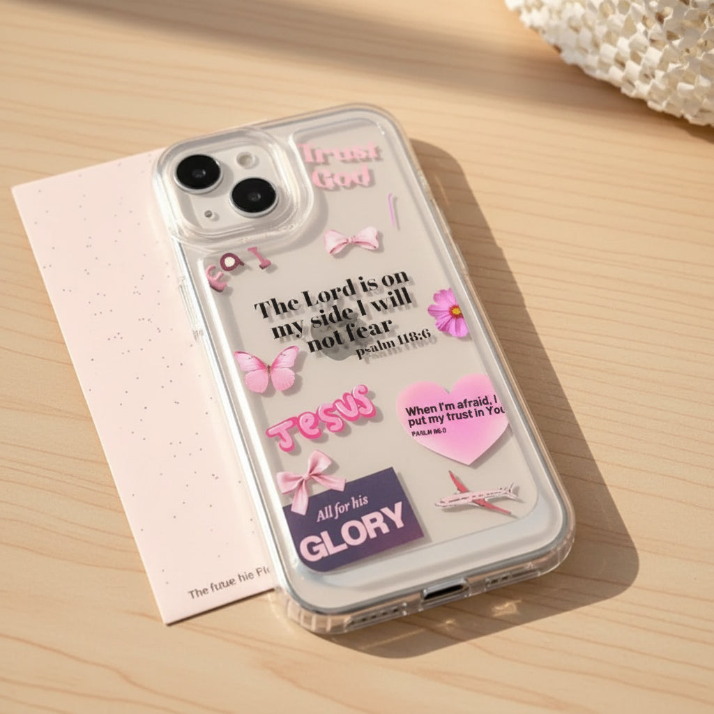 Christian Pink Clear iPhone 15 Plus Case – Faith & Jesus Phone Cover
