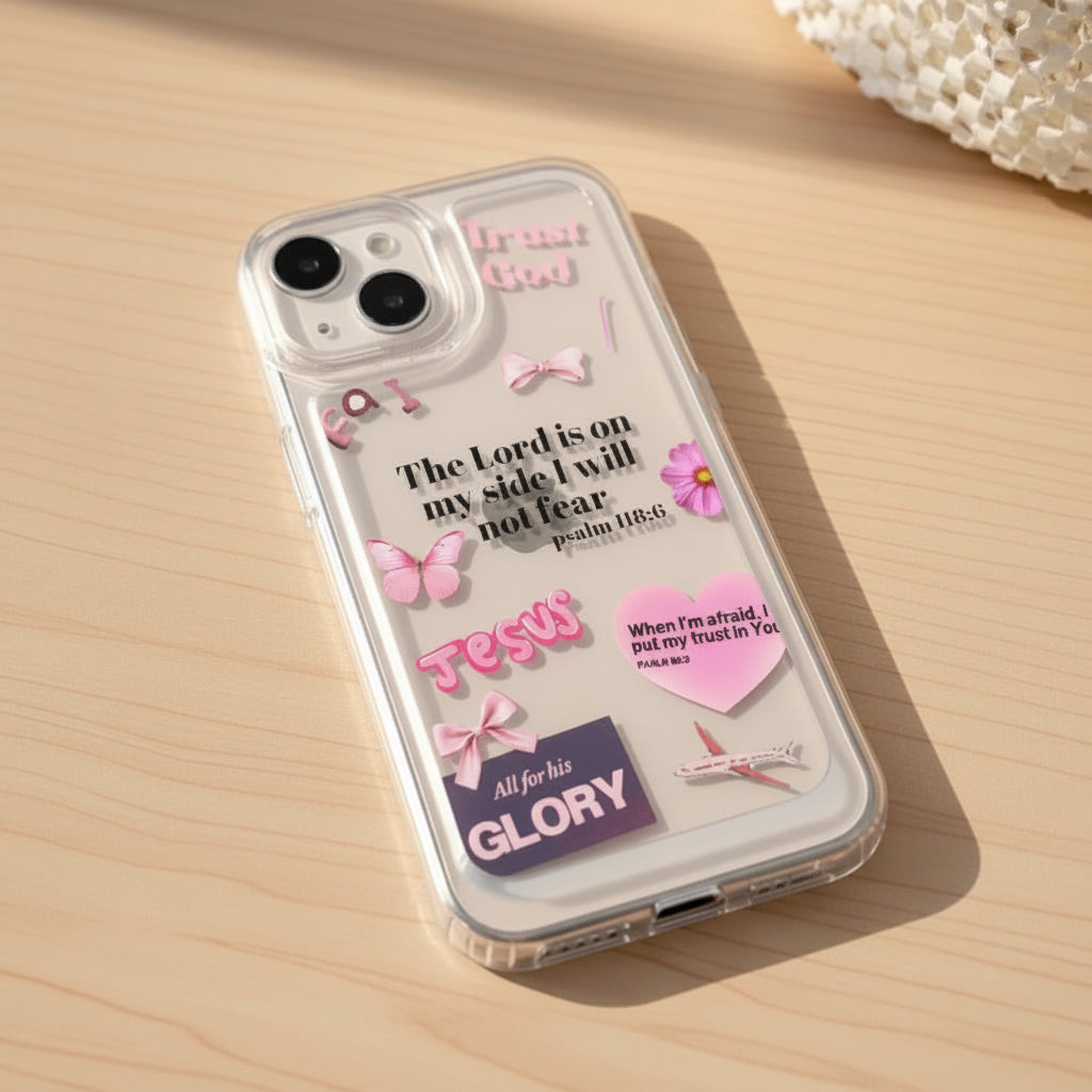 Christian Pink Clear iPhone 15 Plus Case – Faith & Jesus Phone Cover