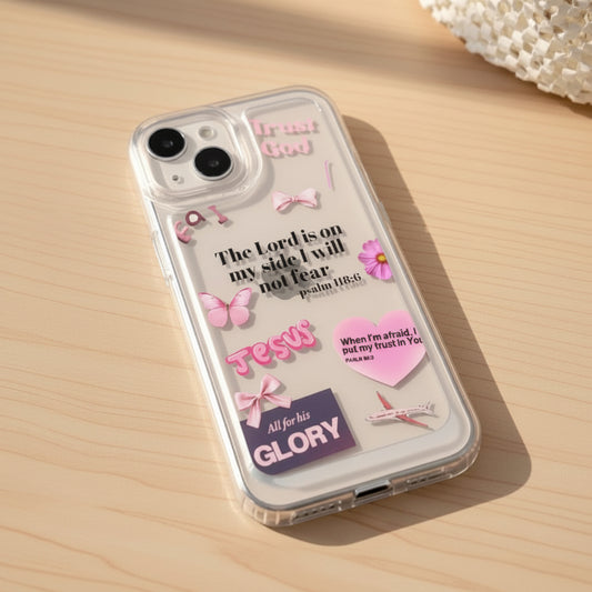 Christian Pink Clear iPhone 15 Plus Case – Faith & Jesus Phone Cover