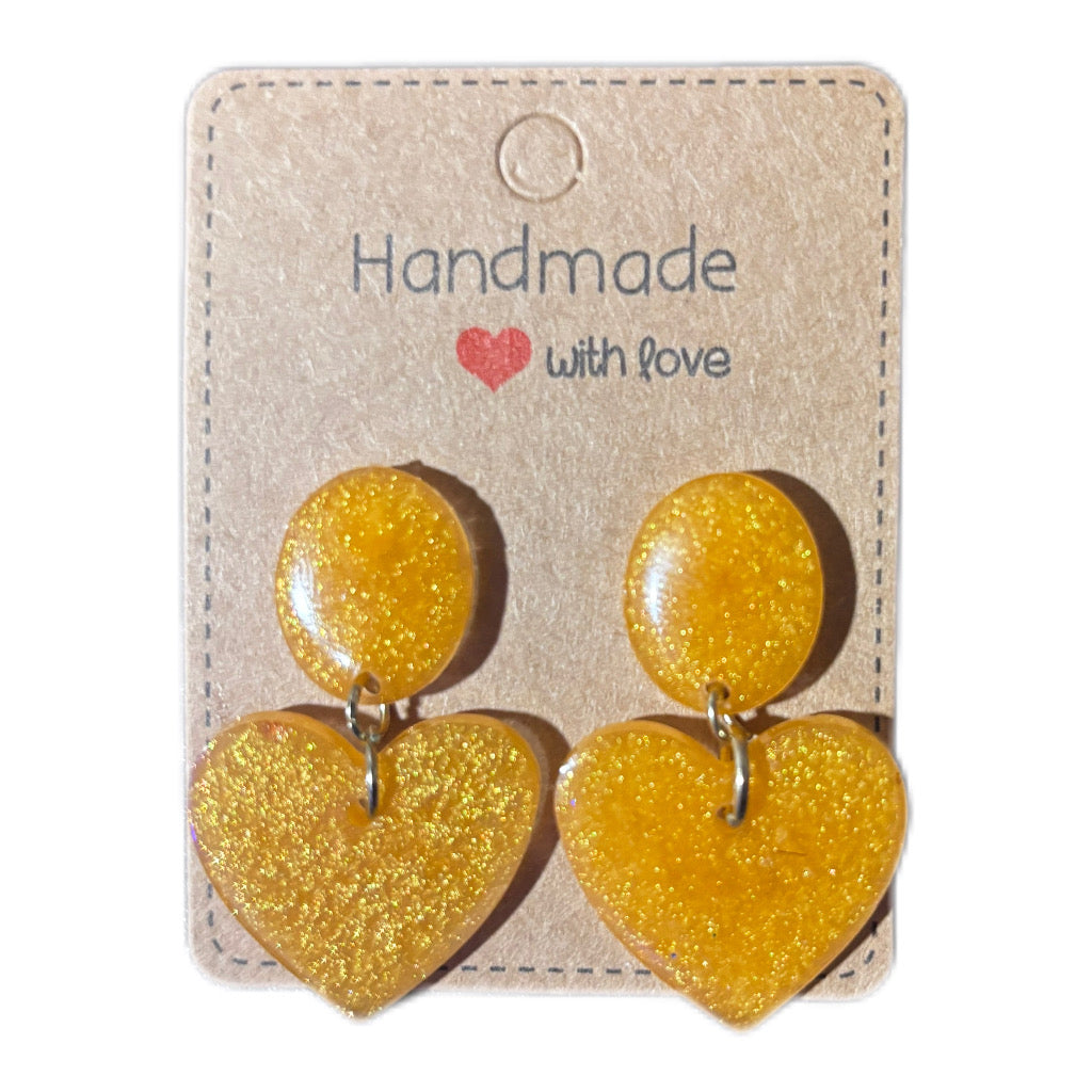Handmade Heart Resin Stud Earrings - Colorful Cute Minimalist Jewelry