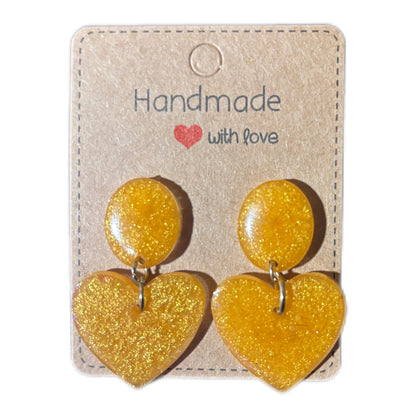 Handmade Heart Resin Stud Earrings - Colorful Cute Minimalist Jewelry