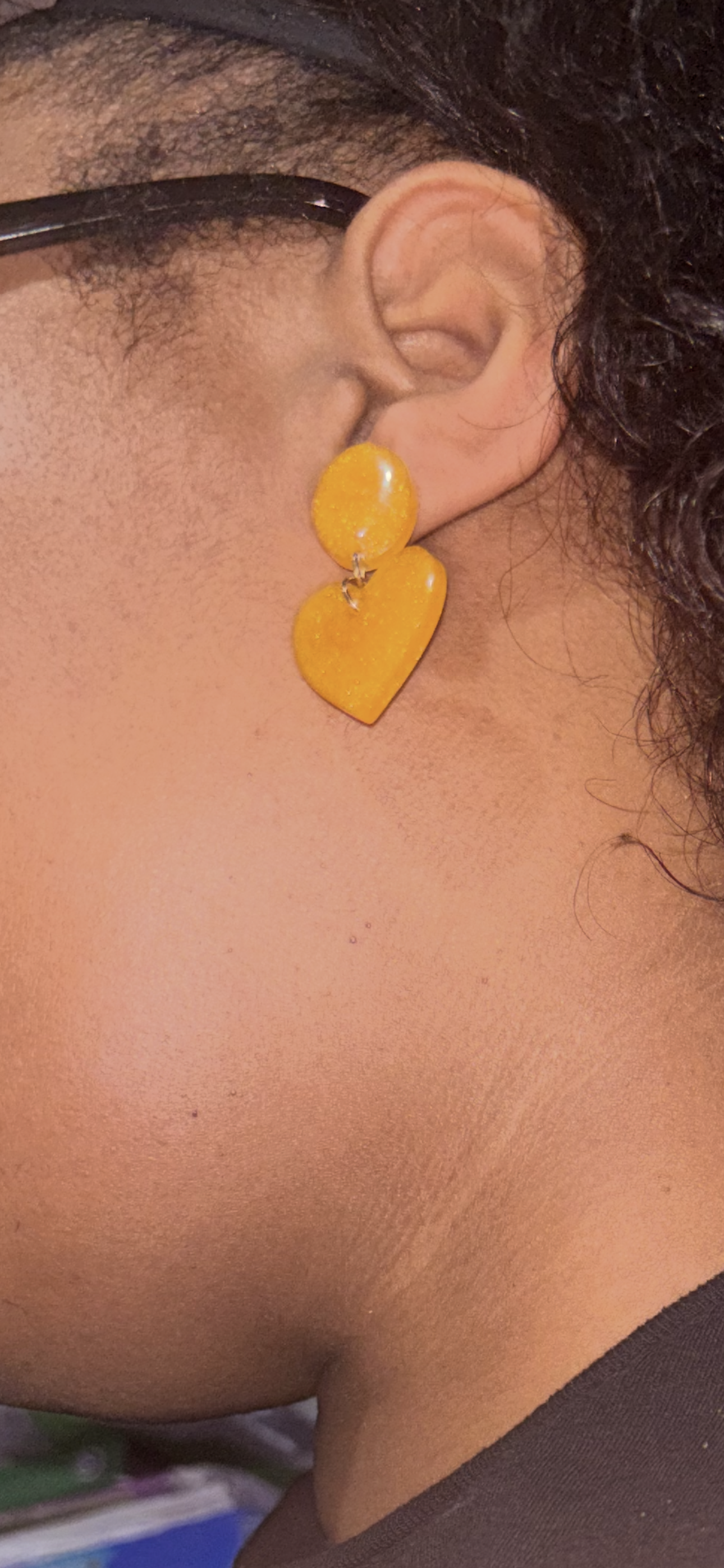Handmade Heart Resin Stud Earrings - Colorful Cute Minimalist Jewelry