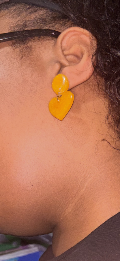 Handmade Heart Resin Stud Earrings - Colorful Cute Minimalist Jewelry