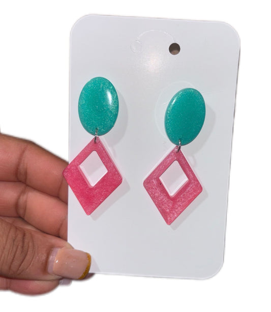 Luxury Color block Geometric Earrings - Handmade Statement Jewelry