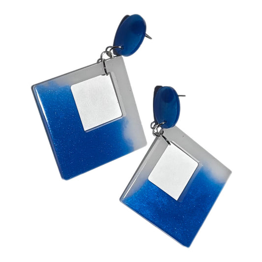 Square Resin Dangle Earrings - Handmade Jewelry
