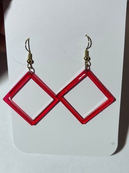 Handmade Geometric Resin Dangle Earrings - Colorful Statement Jewelry