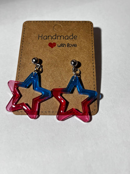 Handmade Geometric Resin Dangle Earrings - Colorful Statement Jewelry