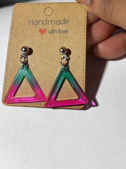 Handmade Geometric Resin Dangle Earrings - Colorful Statement Jewelry
