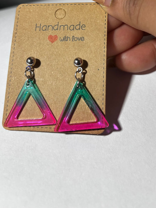 Handmade Geometric Resin Dangle Earrings - Colorful Statement Jewelry