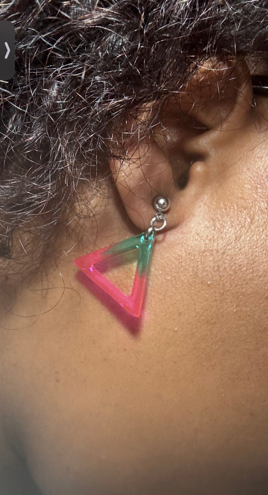 Handmade Geometric Resin Dangle Earrings - Colorful Statement Jewelry