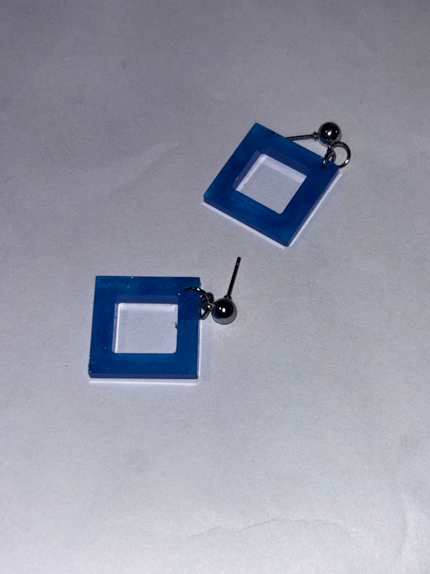 Handmade Geometric Resin Dangle Earrings - Colorful Statement Jewelry