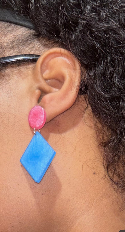 Luxury Color block Geometric Earrings - Handmade Statement Jewelry