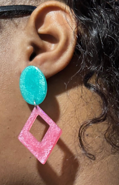 Luxury Color block Geometric Earrings - Handmade Statement Jewelry