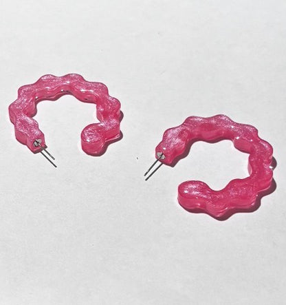 Wavy Hoop Earrings - Lightweight Resin Statement Earrings | Multiple Colors