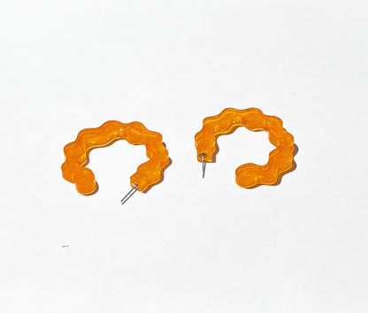 Wavy Hoop Earrings - Lightweight Resin Statement Earrings | Multiple Colors