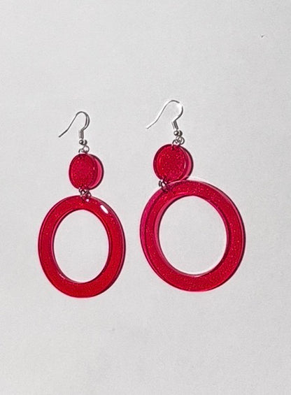 Orange Resin Hoop Earrings - Handmade Statement Jewelry