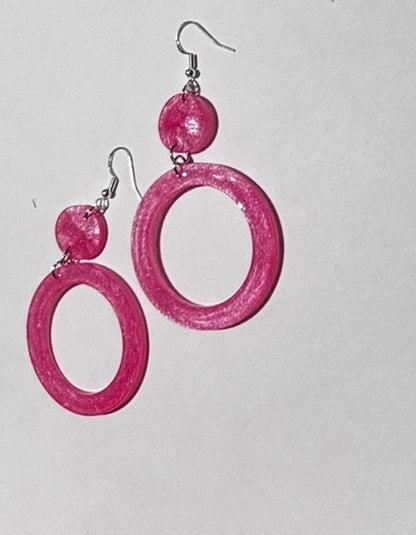 Orange Resin Hoop Earrings - Handmade Statement Jewelry