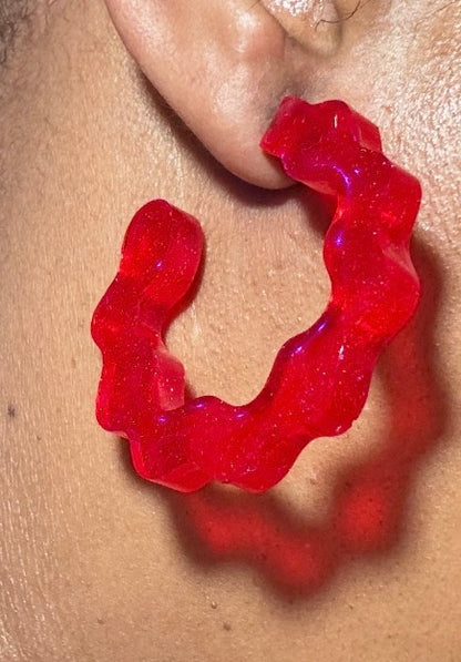 Wavy Hoop Earrings - Lightweight Resin Statement Earrings | Multiple Colors
