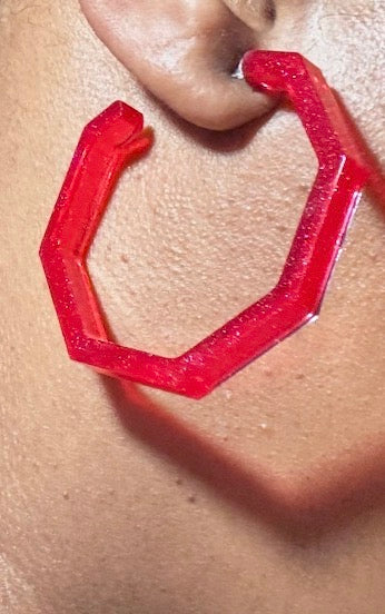 Handmade Wavy Hoop Earrings - Lightweight Resin Statement Earrings