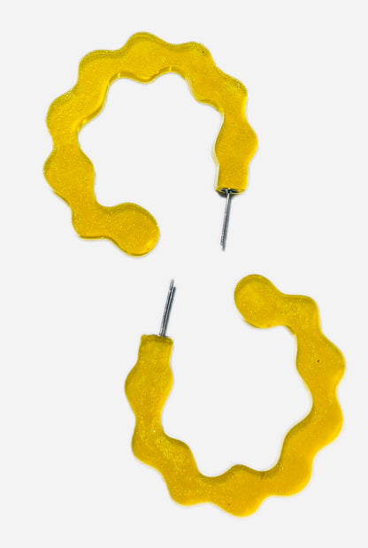 Wavy Hoop Earrings - Lightweight Resin Statement Earrings | Multiple Colors