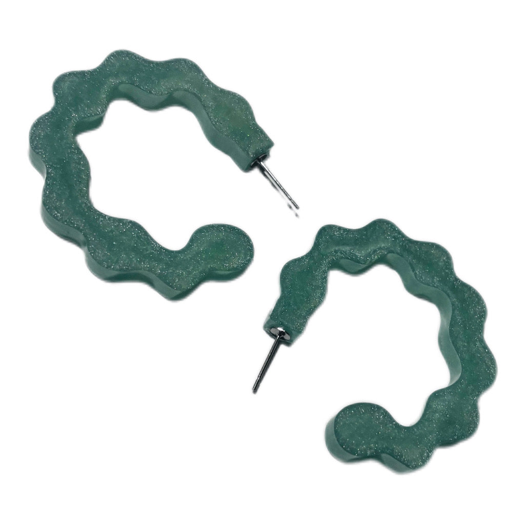 Wavy Hoop Earrings - Lightweight Resin Statement Earrings | Multiple Colors