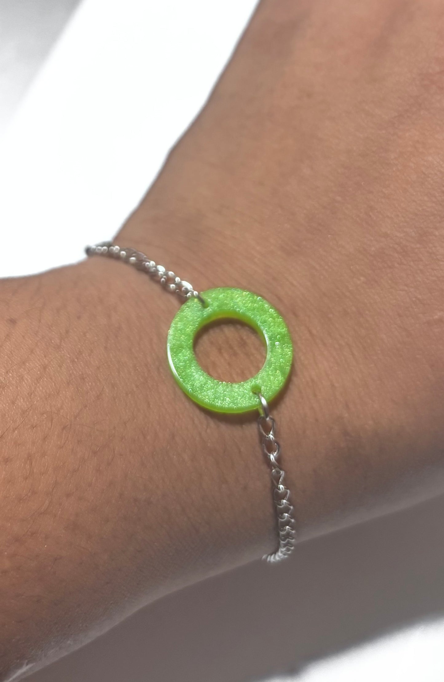 Handmade Resin Bracelet with Silver Stainless