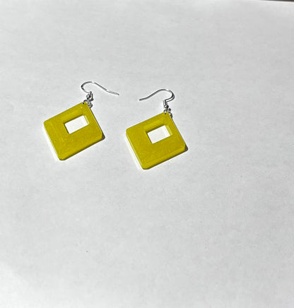Handmade Blue Ombre Resin Diamond Dangle Earrings | Lightweight Geometric Earrings