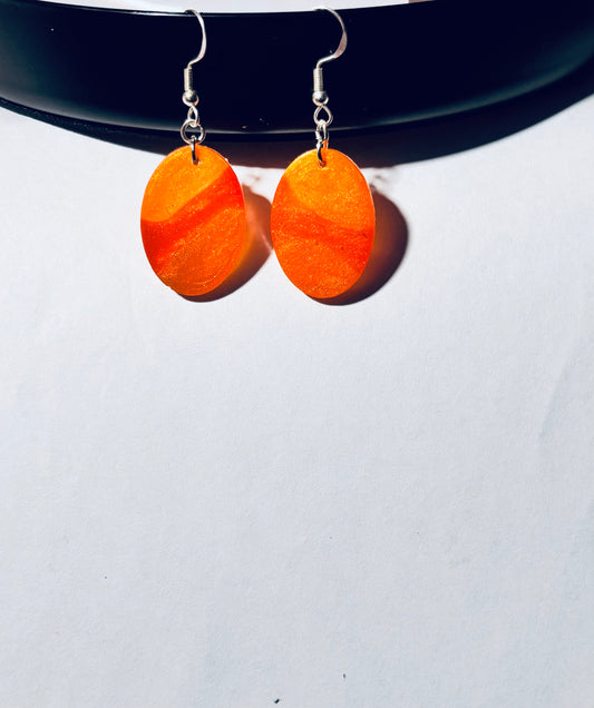 Orange Dangle Earrings - Handmade Lightweight Resin Earrings for Women | Statement Jewelry