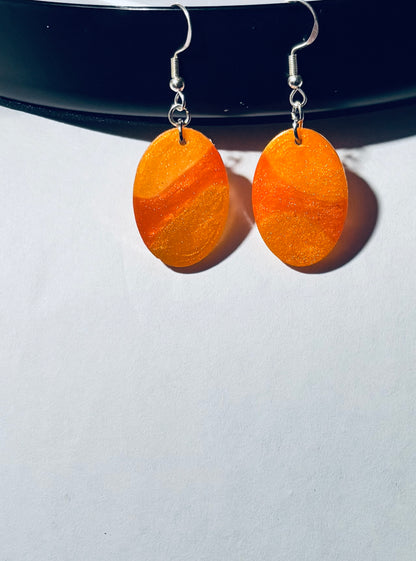 Orange Dangle Earrings - Handmade Lightweight Resin Earrings for Women | Statement Jewelry