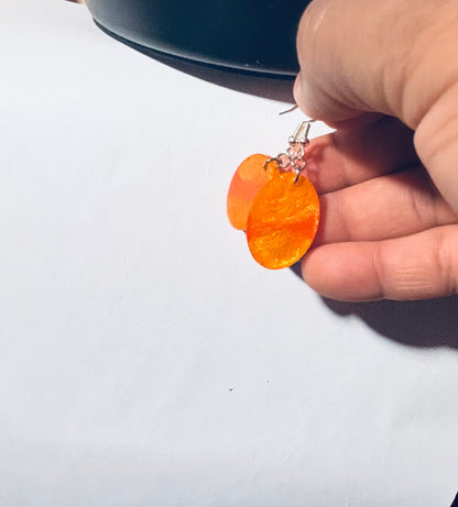 Orange Dangle Earrings - Handmade Lightweight Resin Earrings for Women | Statement Jewelry