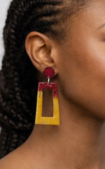 Colorful Resin Statement Earrings - Bold Dangle Jewelry