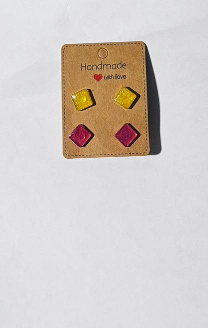Hypoallergenic Resin Small Stud Earrings - Lightweight Dainty Earrings for Sensitive Ears