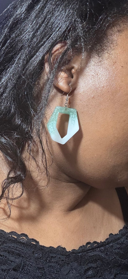 Geometric Resin Dangle for Women - Lightweight Statement Earrings in Multiple Colors
