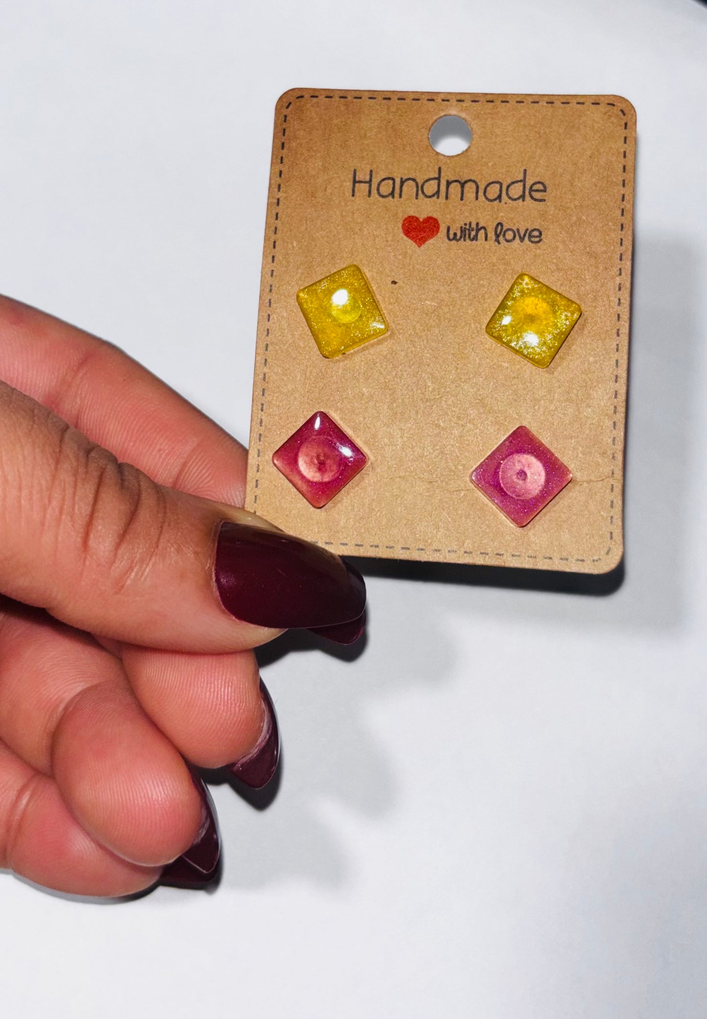 Hypoallergenic Resin Small Stud Earrings - Lightweight Dainty Earrings for Sensitive Ears