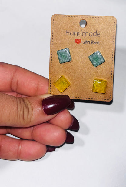 Hypoallergenic Resin Small Stud Earrings - Lightweight Dainty Earrings for Sensitive Ears